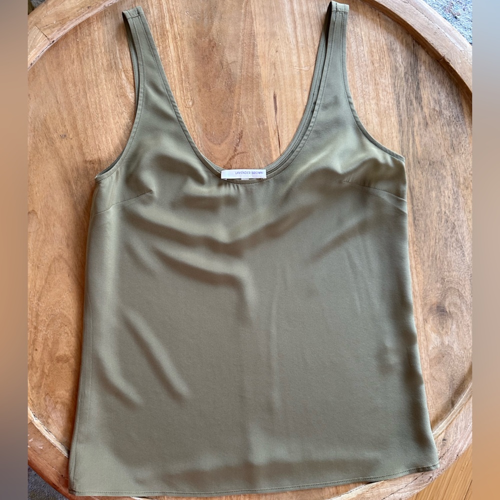 Lavender Brown Sage Green Silk Tank Top